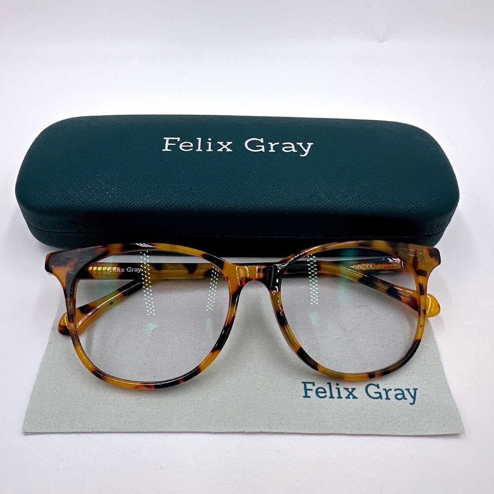 Felix Gray Lovelace C6 Amber Tortoise Blue Light Glasses Round No Perscrption